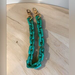 Turquoise Resin Chain Strap 18” Gold Hardware Coastal Chic Bag Charm Purse
